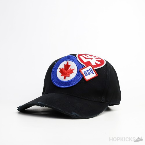 DSQ Maple Leaf and Lucky Logo Black Cap